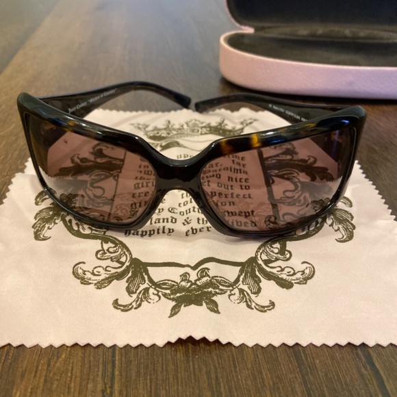 Y2K VINTAGE JUICY COUTURE SUNGLASSES CASE & CLOTH ROYAL CROWN BROWN TORTOISE main image 14